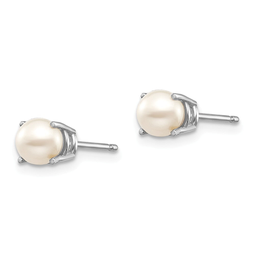 14K White Gold 4.5mm Round June/FW Cultured Pearl Post Earrings Secondary image