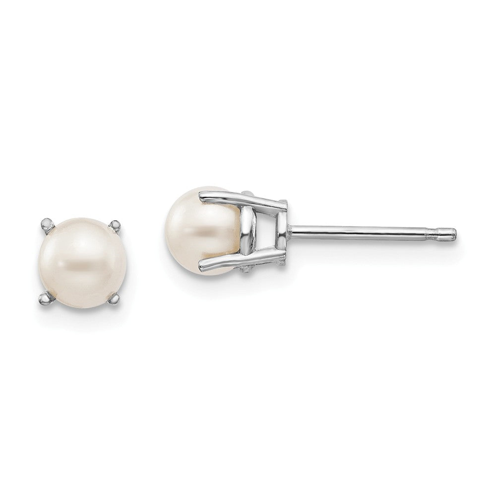 14K White Gold 4.5mm Round June/FW Cultured Pearl Post Earrings Main image