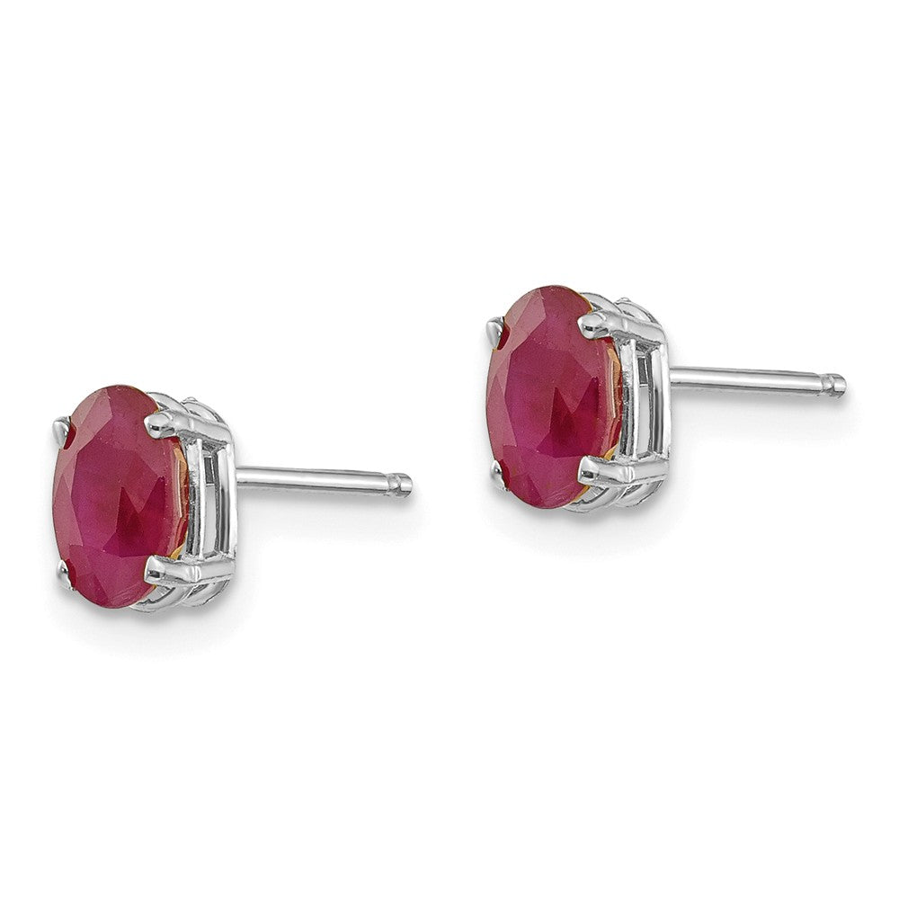 14K White Gold 6x4 Oval July/Ruby Post Earrings Secondary image