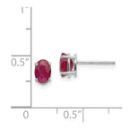 14k White Gold 6x4 Oval July/Ruby Post Earrings