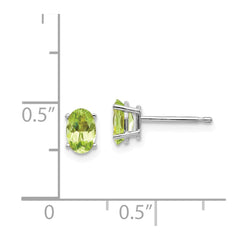 14k White Gold 6x4 Oval August/Peridot Post Earrings