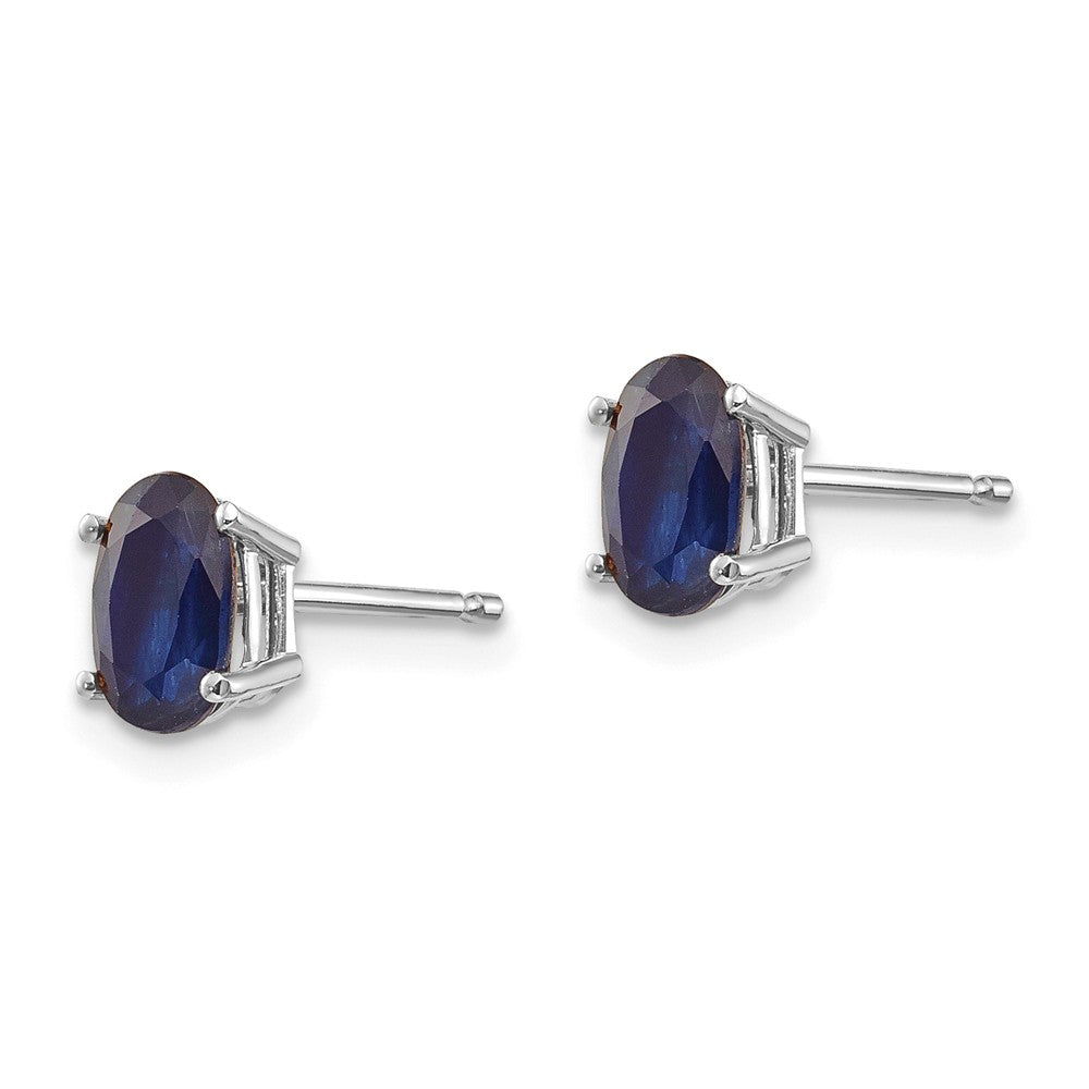 14K White Gold 6x4mm Sapphire Earrings Secondary image