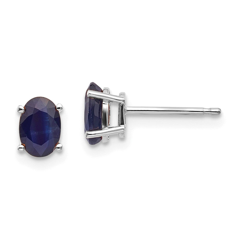14K White Gold 6x4mm Sapphire Earrings Main image