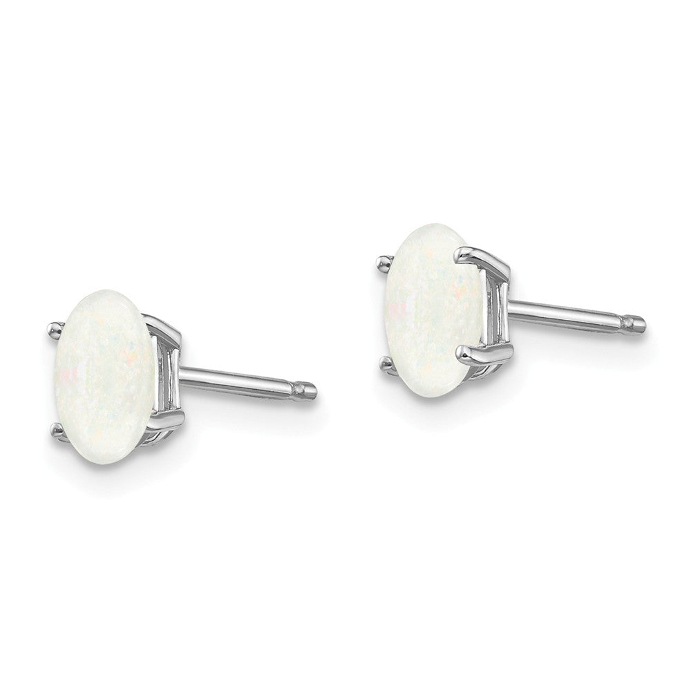 14K White Gold 6x4mm Opal Earrings Secondary image