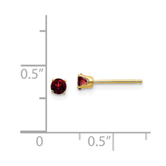 14k 3mm January/Garnet Post Earrings
