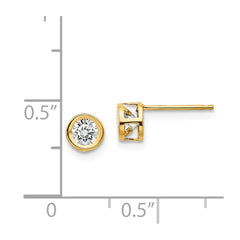 14k 4mm Bezel April/White Topaz Post Earrings