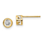 14K 4mm Bezel April/White Topaz Post Earrings