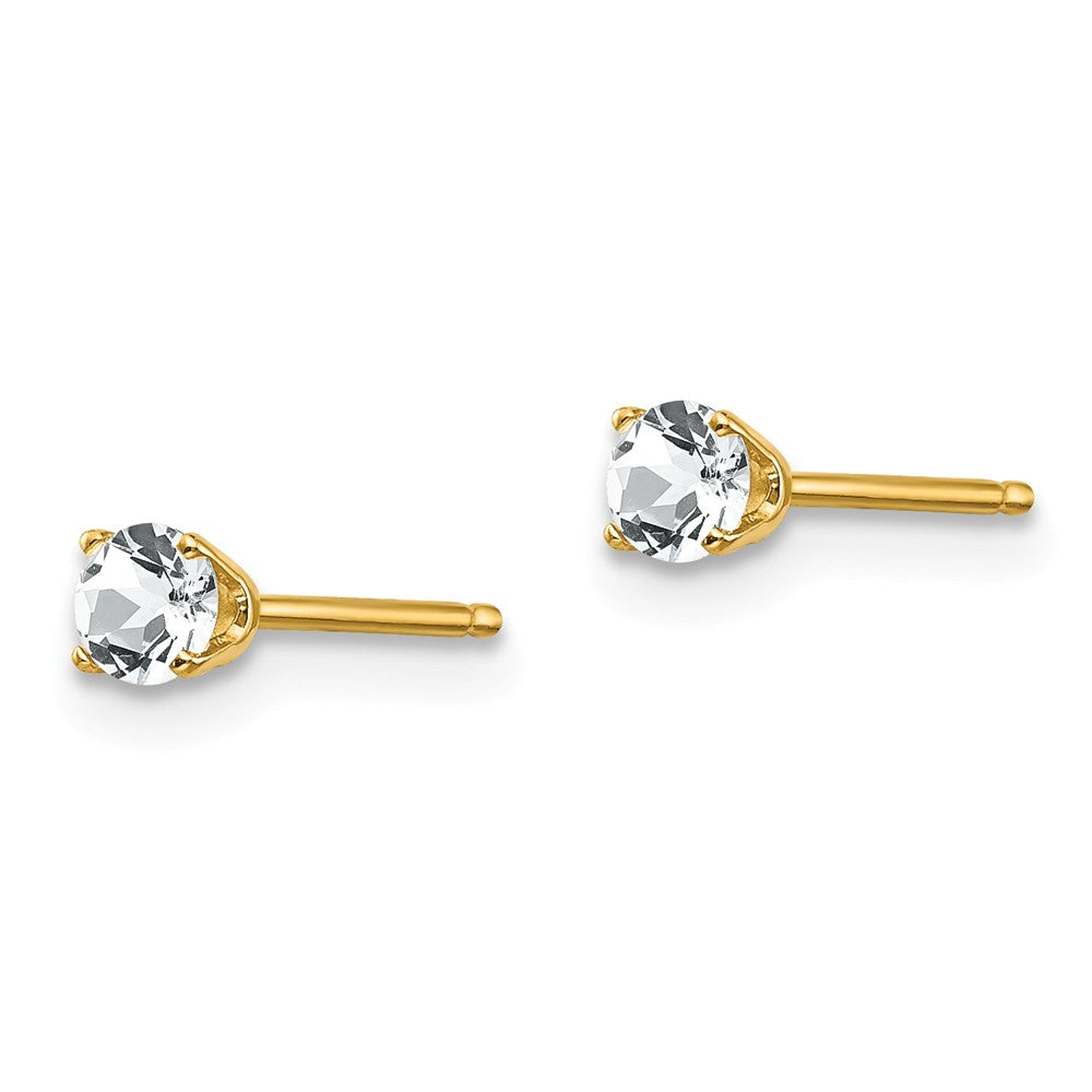 14K 3mm April/ White Topaz Post Earrings Secondary image