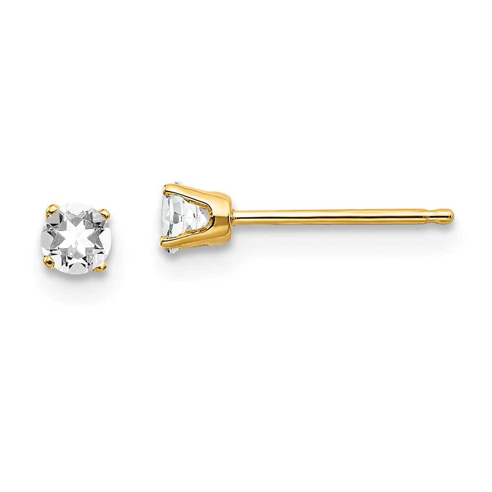 14K 3mm April/ White Topaz Post Earrings Main image