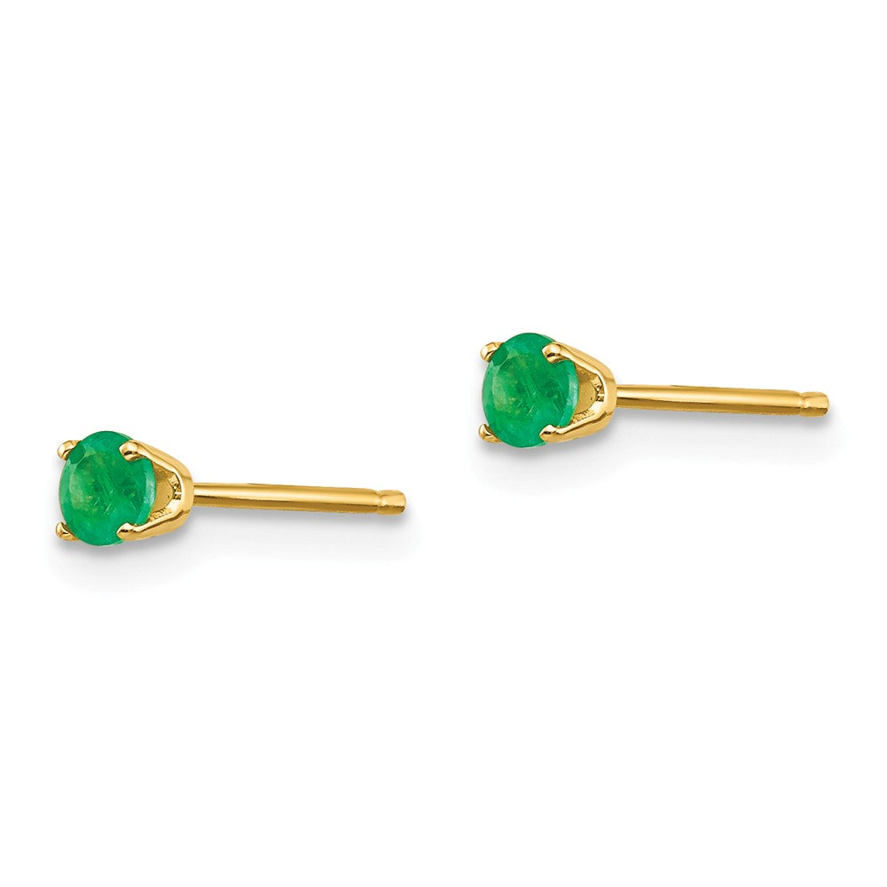 14K Yellow Gold 3mm May/Emerald Post Earrings Secondary image