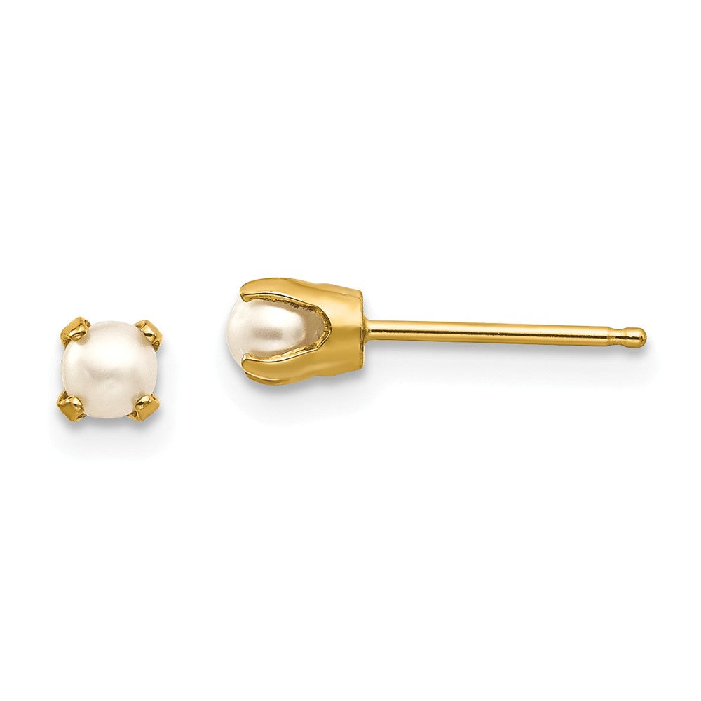 14K 3mm June/FW Cultured Pearl Post Earrings