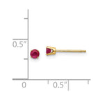 14k 3mm July/Ruby Post Earrings
