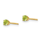 14K 3mm August/Peridot Post Earrings