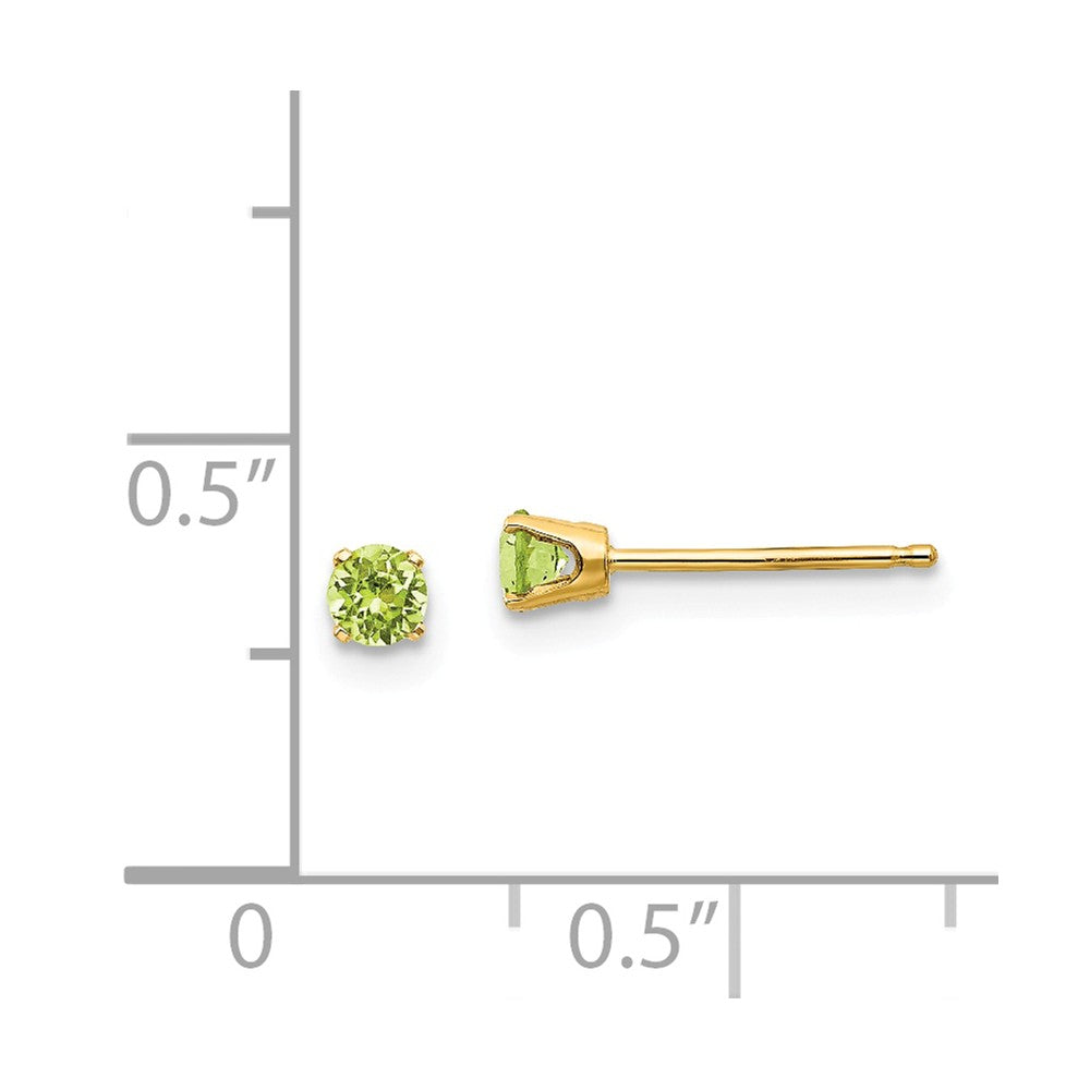14k 3mm August/Peridot Post Earrings