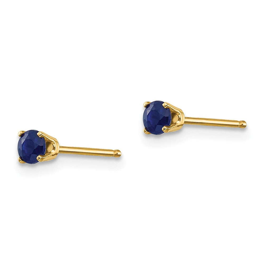 14K 3mm September/Sapphire Post Earrings Secondary image