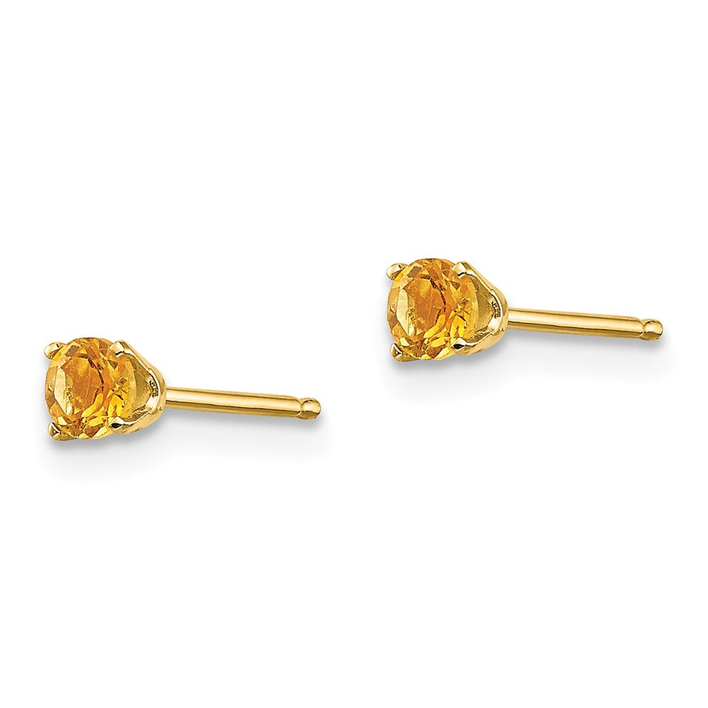 14K 3mm November/Citrine Post Earrings Secondary image