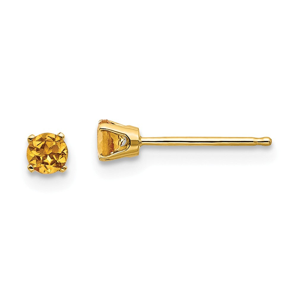 14K 3mm November/Citrine Post Earrings Main image