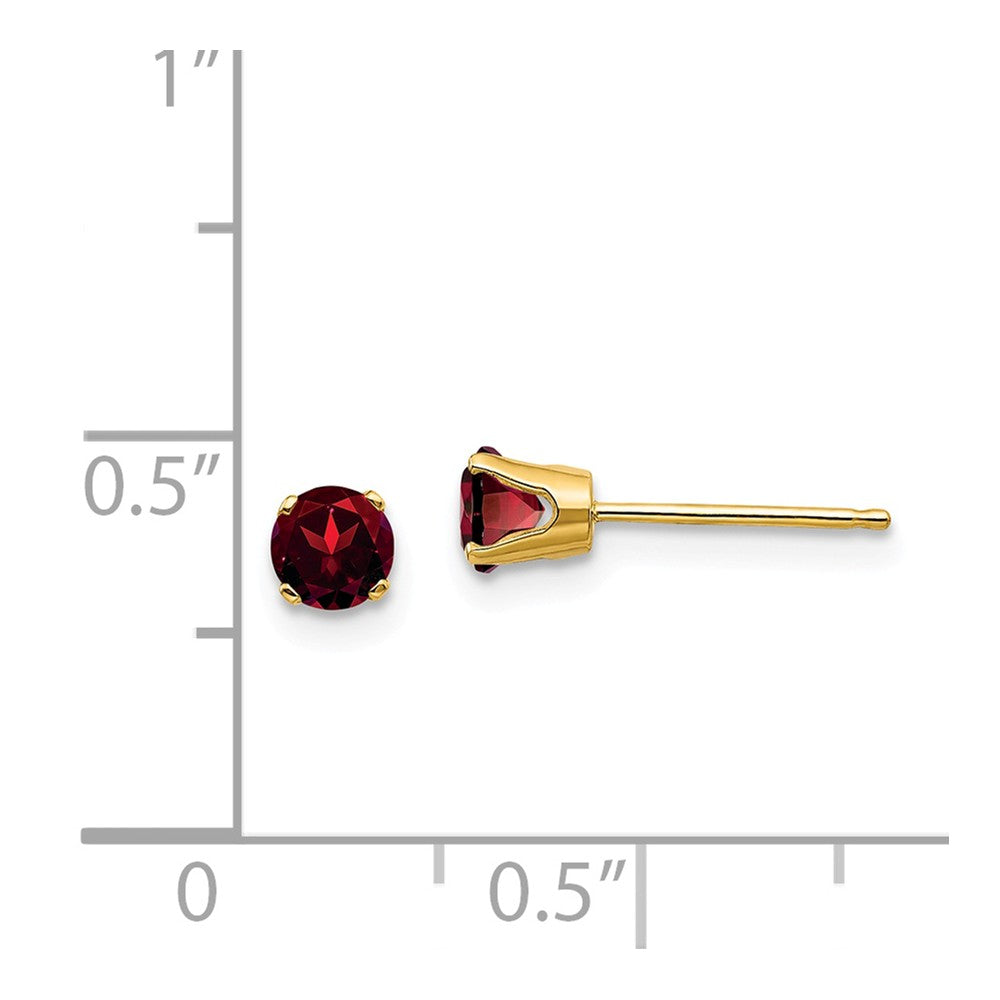 14k 4mm Round January/Garnet Post Earrings