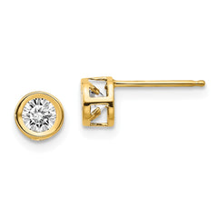 14K 4mm Bezel April/White Topaz Post Earrings
