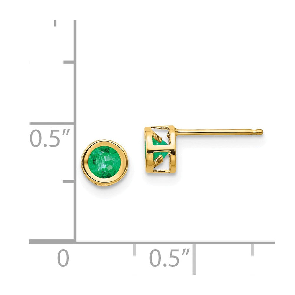 14k 4mm Bezel May/Emerald Post Earrings