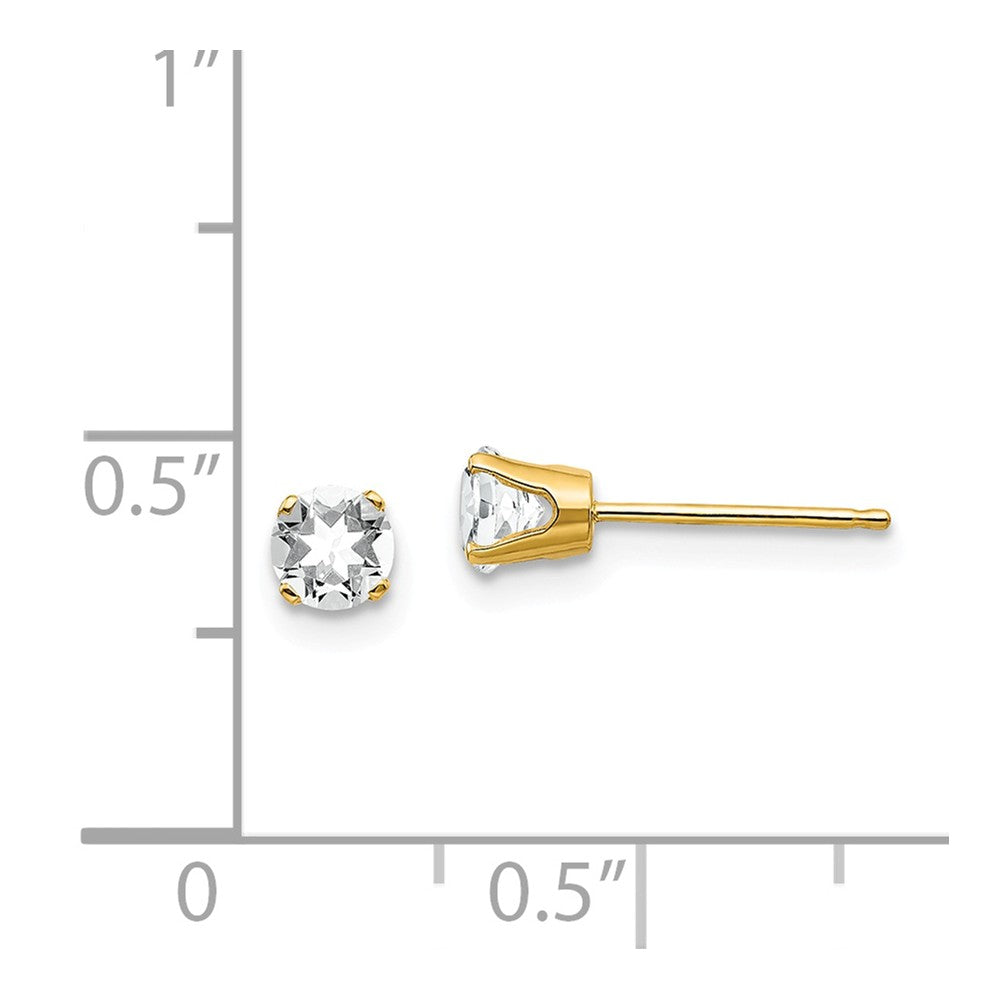 14k 4mm April/White Topaz Post Earrings