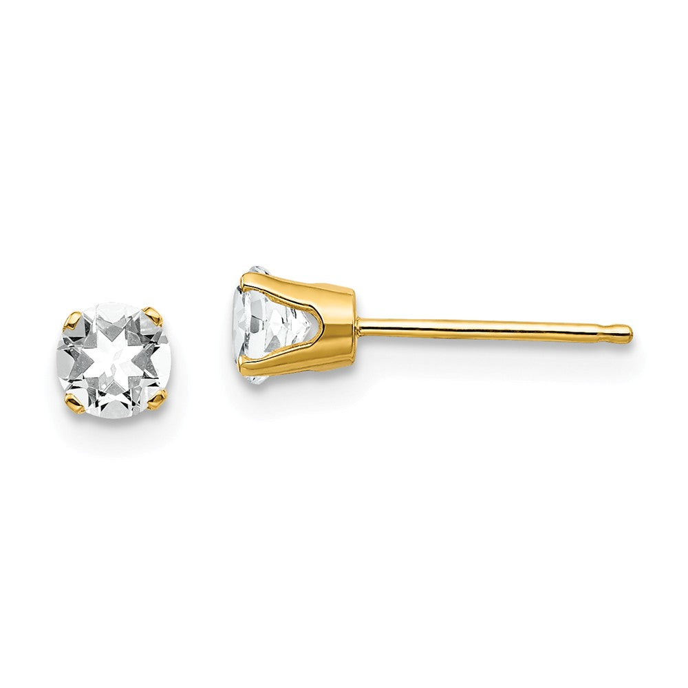 14K 4mm April/White Topaz Post Earrings Main image