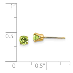 14k 4mm August/Peridot Post Earrings