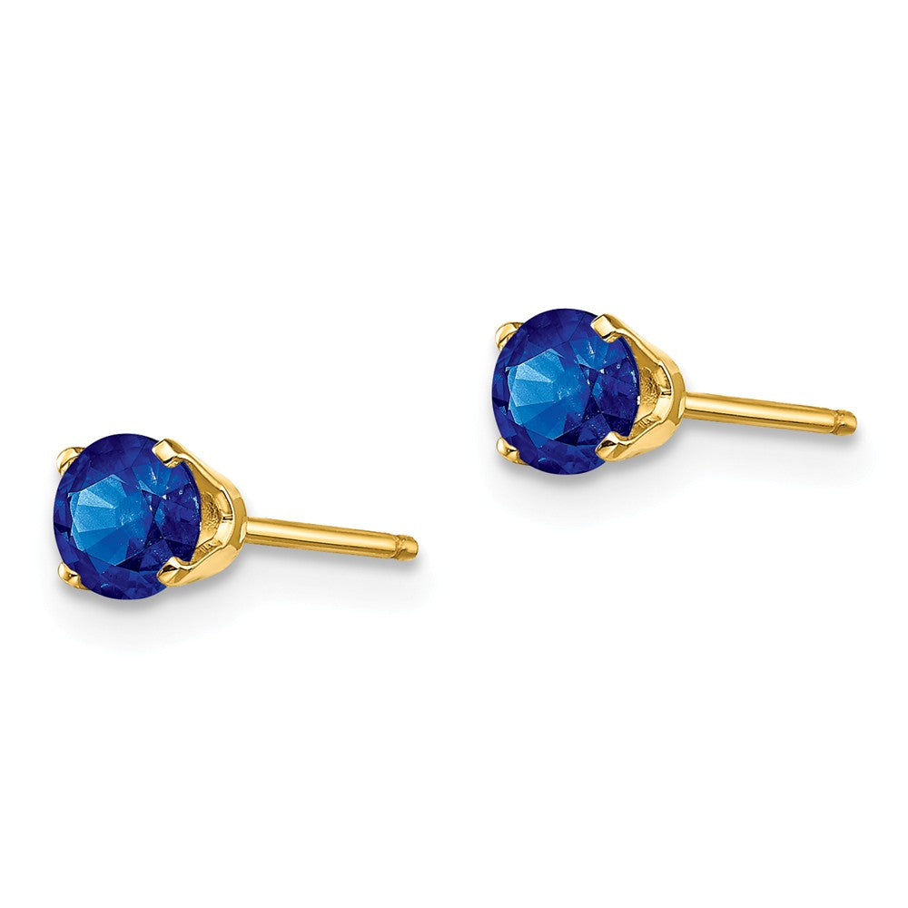 14K 4mm September/Sapphire Post Earrings Secondary image