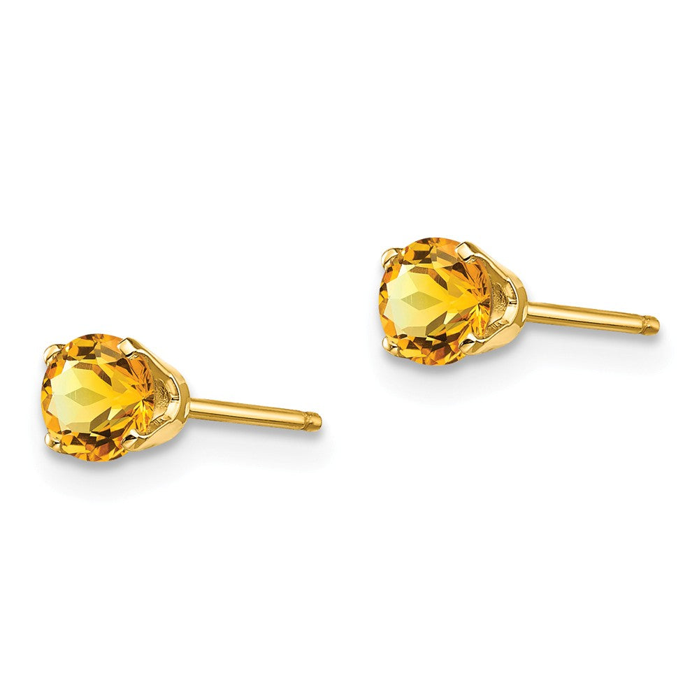 14K 4mm November/Citrine Post Earrings Secondary image