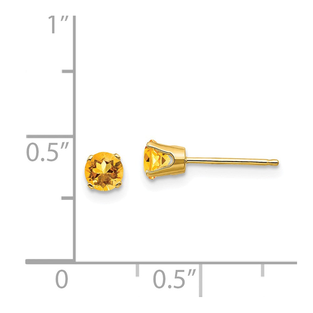 14k 4mm November/Citrine Post Earrings