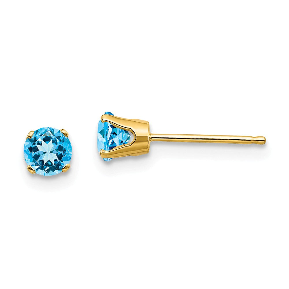 14K 4mm December/Blue Topaz Post Earrings