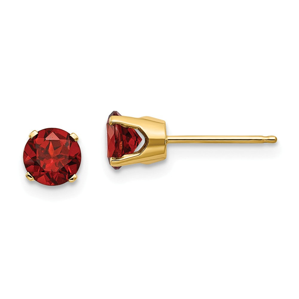 14K 5mm Garnet Earrings - January