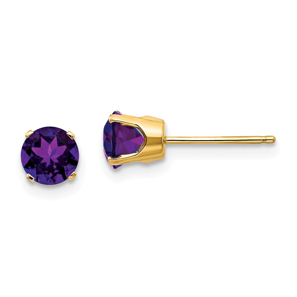 14K 5mm Amethyst Earrings February