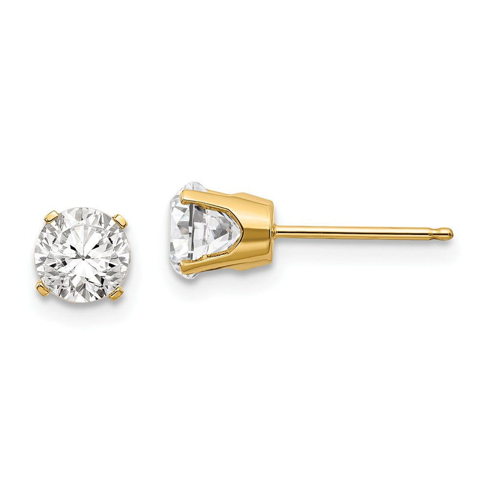 14K 5mm White Topaz Earrings April Main image