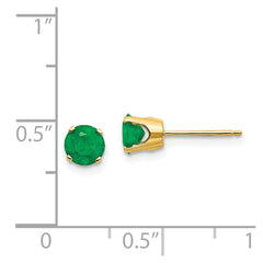 14k 5mm Emerald Earrings - May