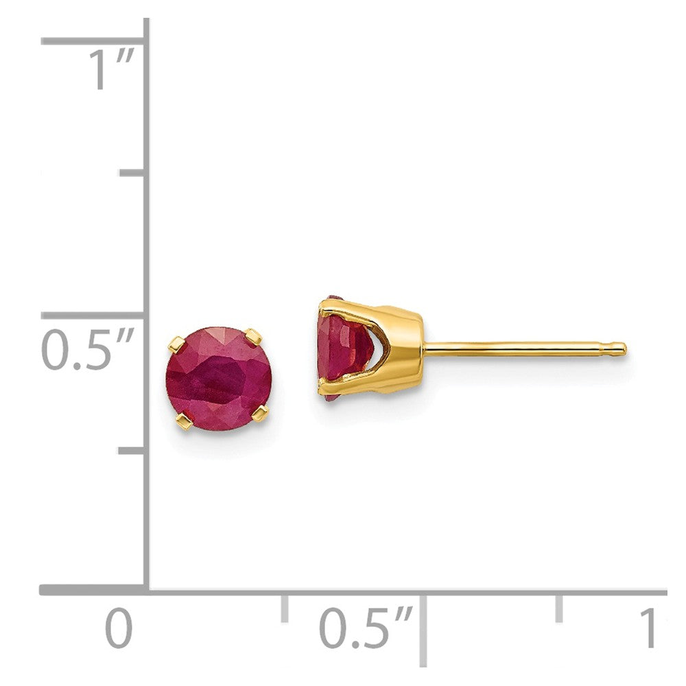 14k 5mm Ruby Earrings - July