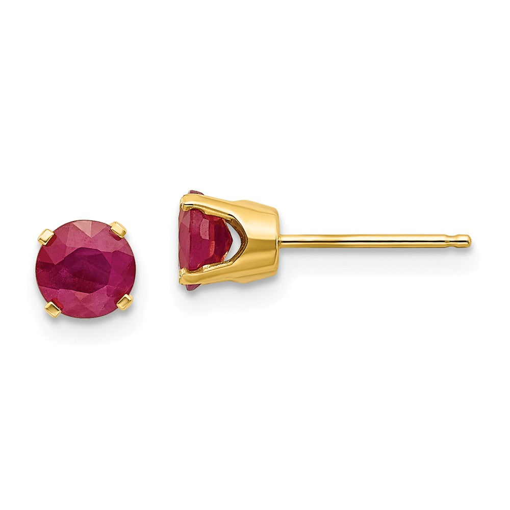 14K 5mm Ruby Post Stud Earrings