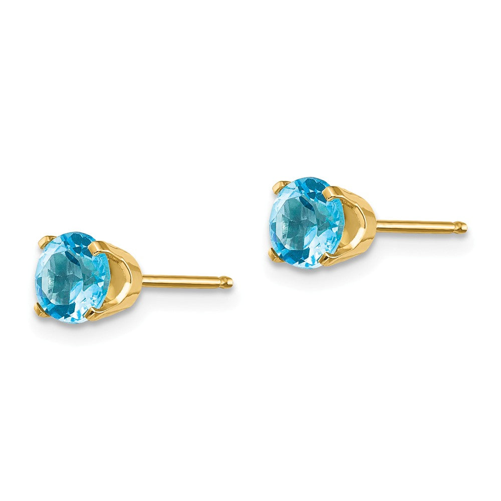 14K 5mm Blue Topaz Earrings - December