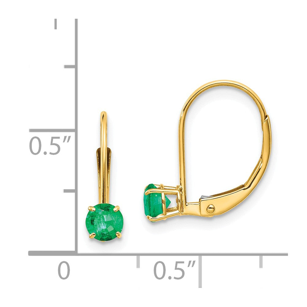 14k 4mm Round May/Emerald Leverback Earrings