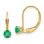14K 4mm Round May/Emerald Leverback Earrings