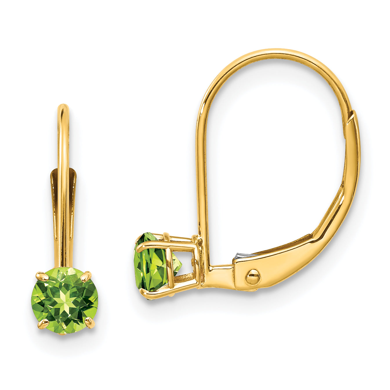 14k 4mm Round August/Peridot Leverback Earrings Main image
