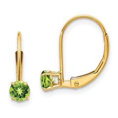 14k 4mm Round August/Peridot Leverback Earrings