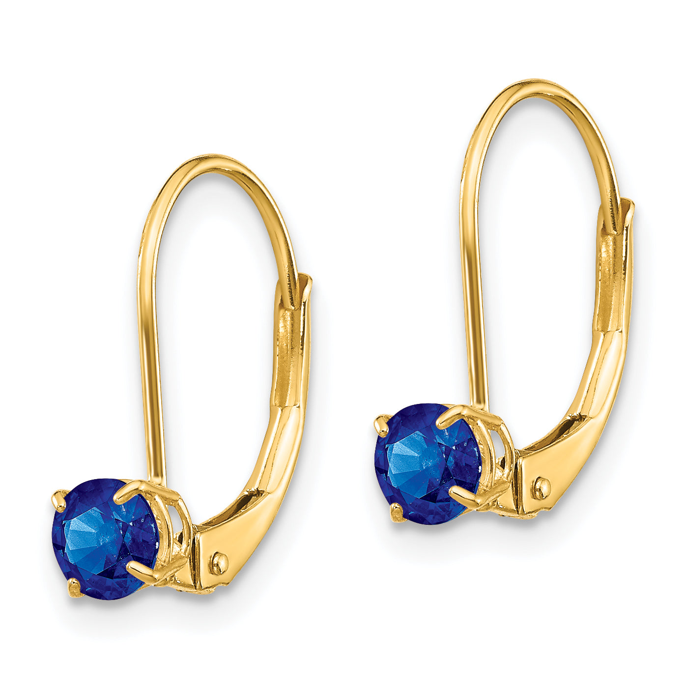 14k 4mm Round September/Sapphire Leverback Earrings Secondary image