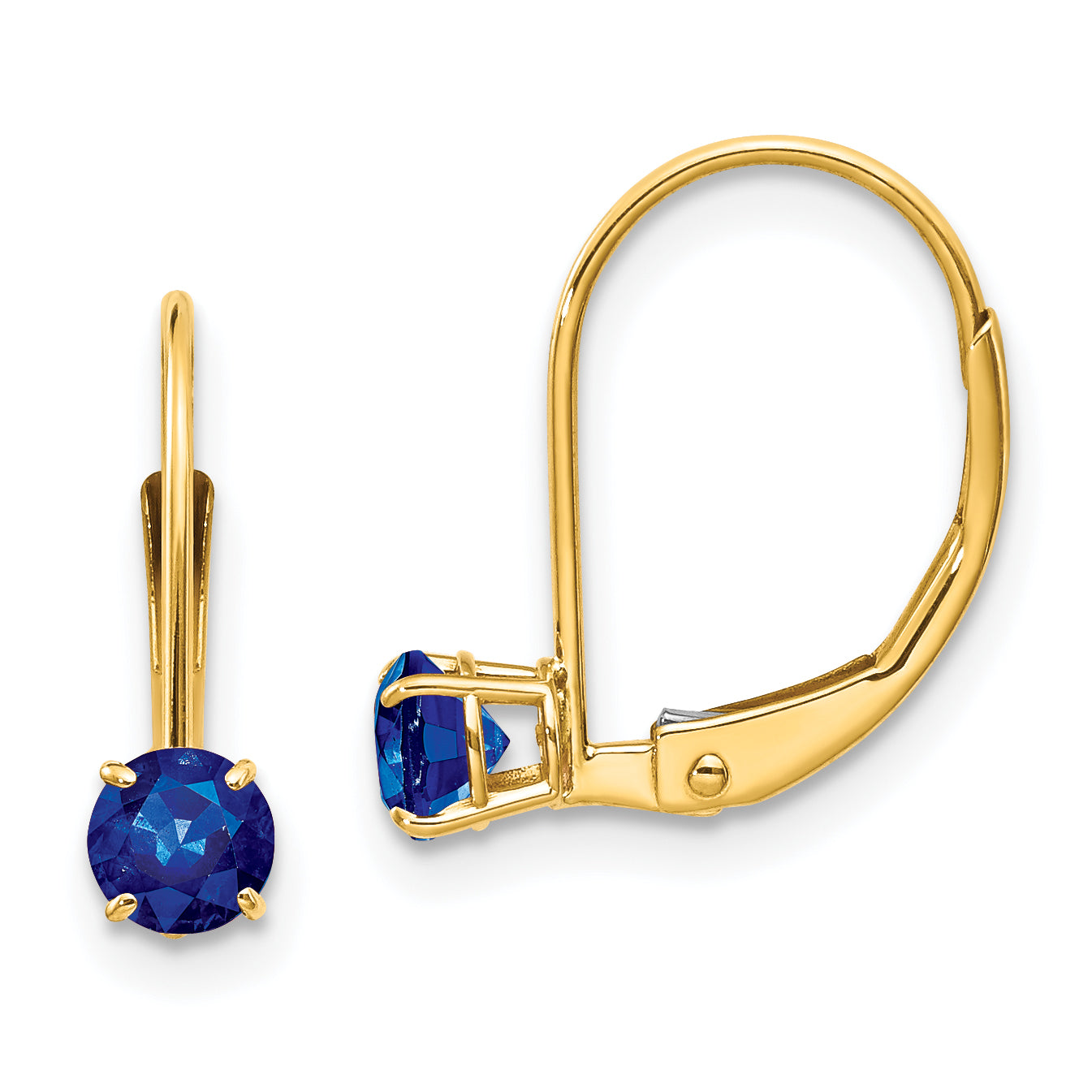 14k 4mm Round September/Sapphire Leverback Earrings Main image