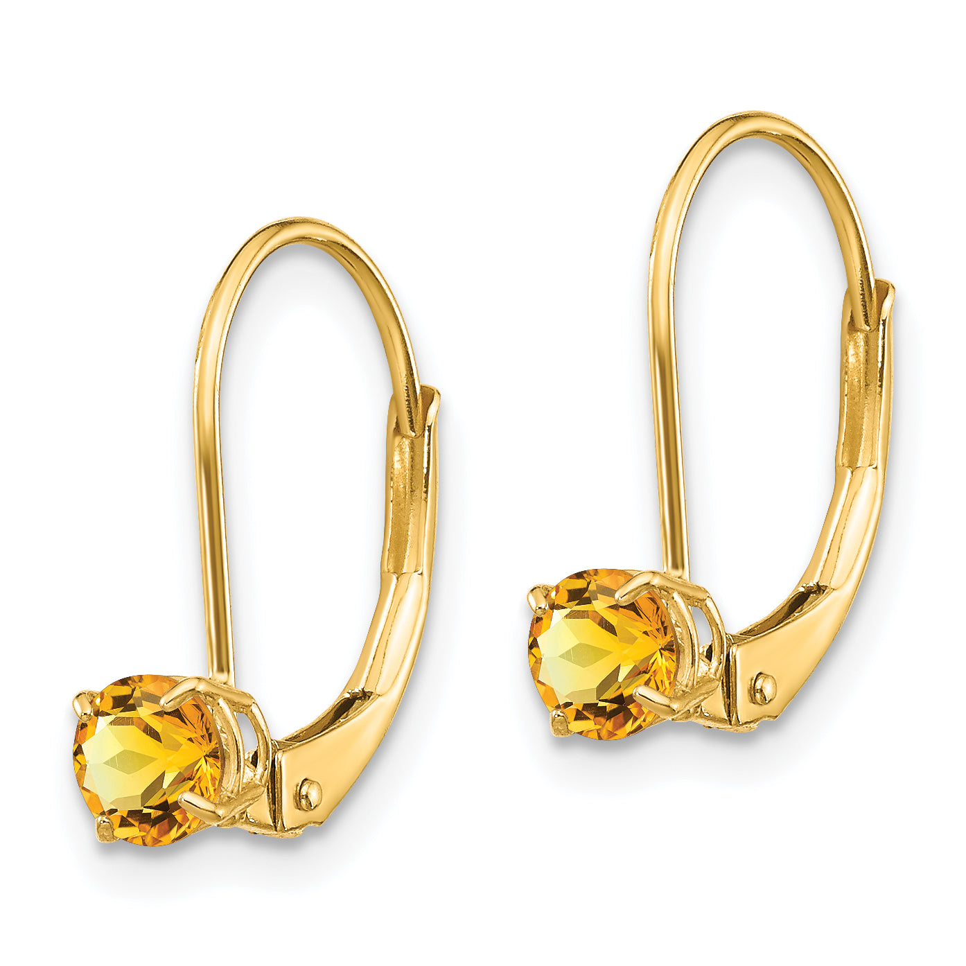 14k 4mm Round November/Citrine Leverback Earrings Secondary image