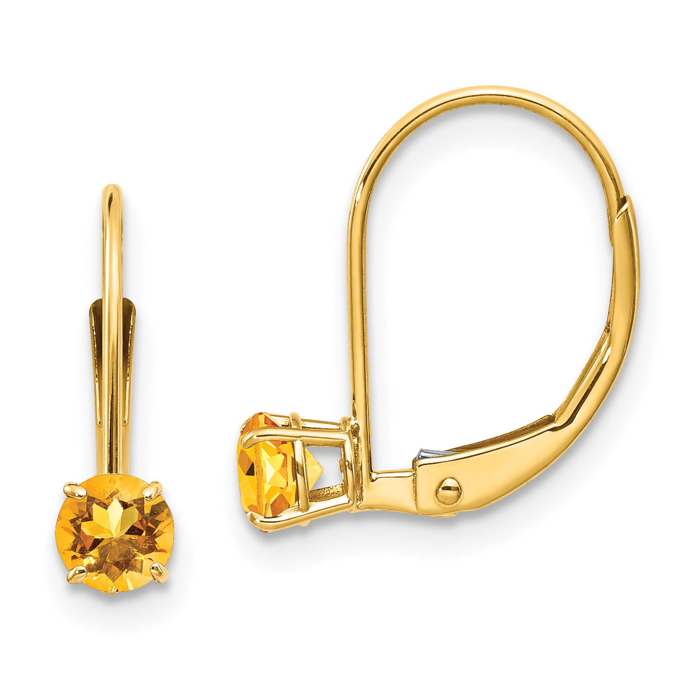 14k 4mm Round November/Citrine Leverback Earrings Main image