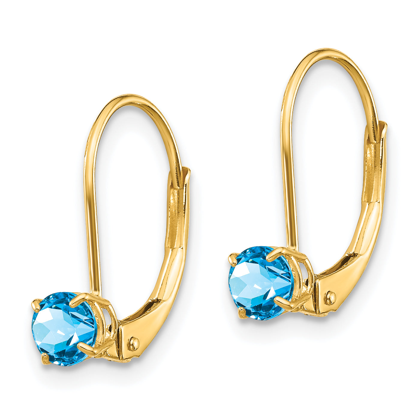 14k 4mm Round December/Blue Topaz Leverback Earrings Secondary image