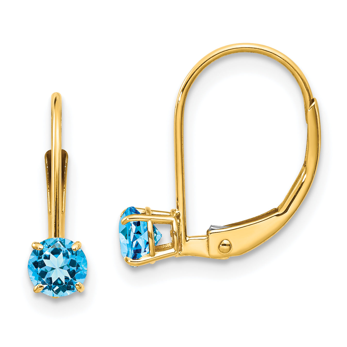 14k 4mm Round December/Blue Topaz Leverback Earrings