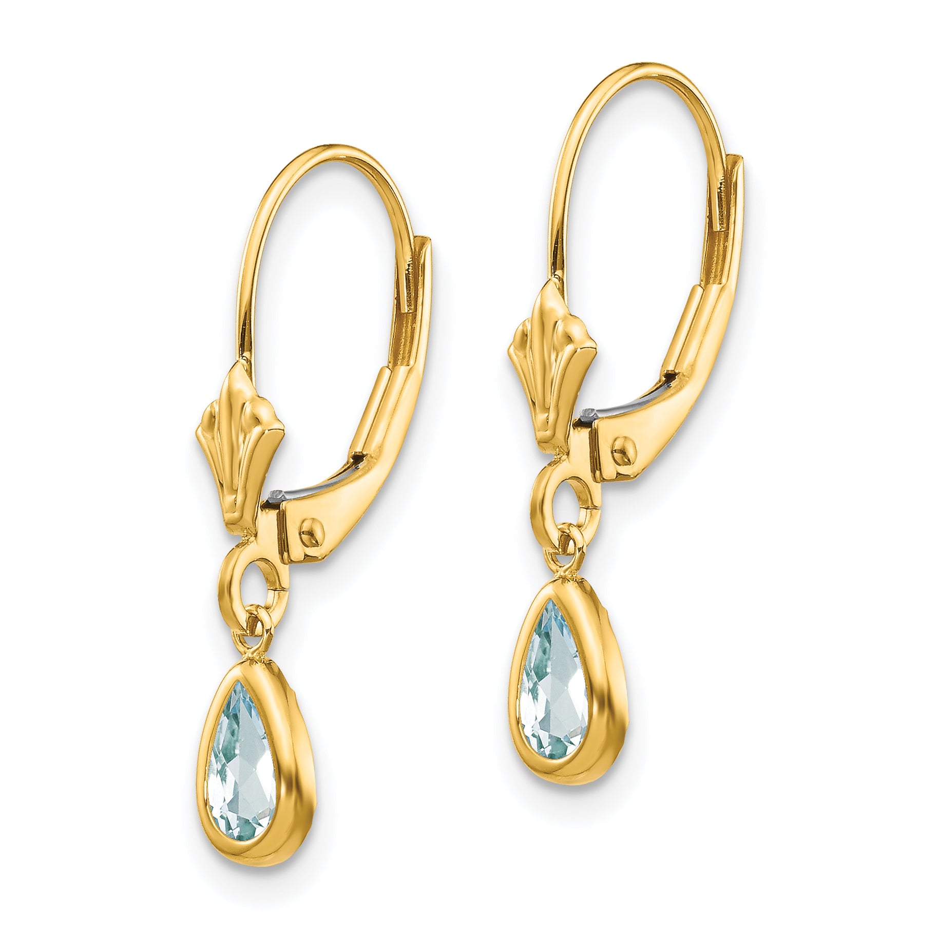14k 6x4mm March/Aquamarine Earrings Secondary image