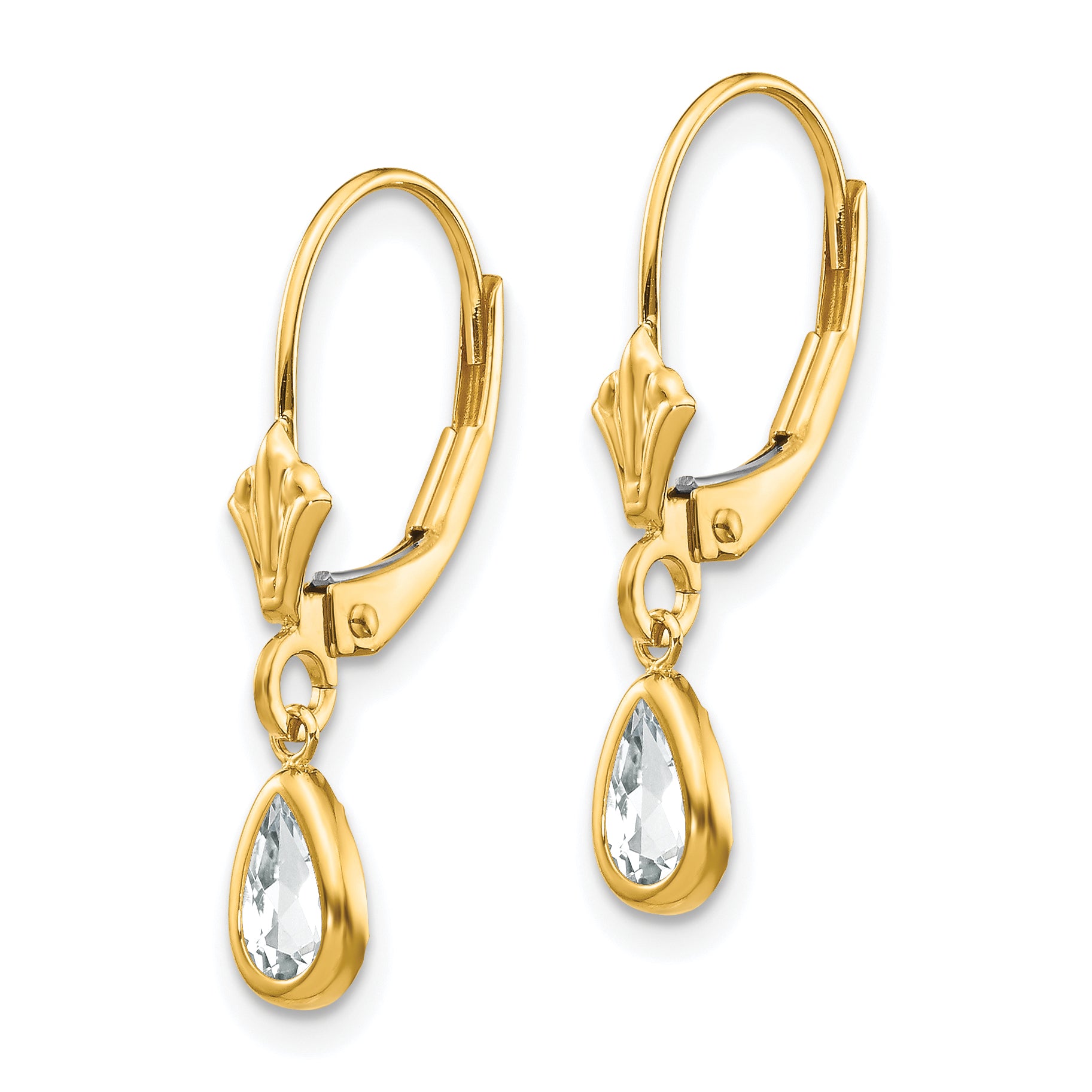 14k 6x4mm April White Topaz Earrings Secondary image